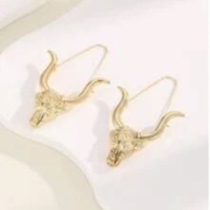 Golden Hanging Bull Dangling Earrings